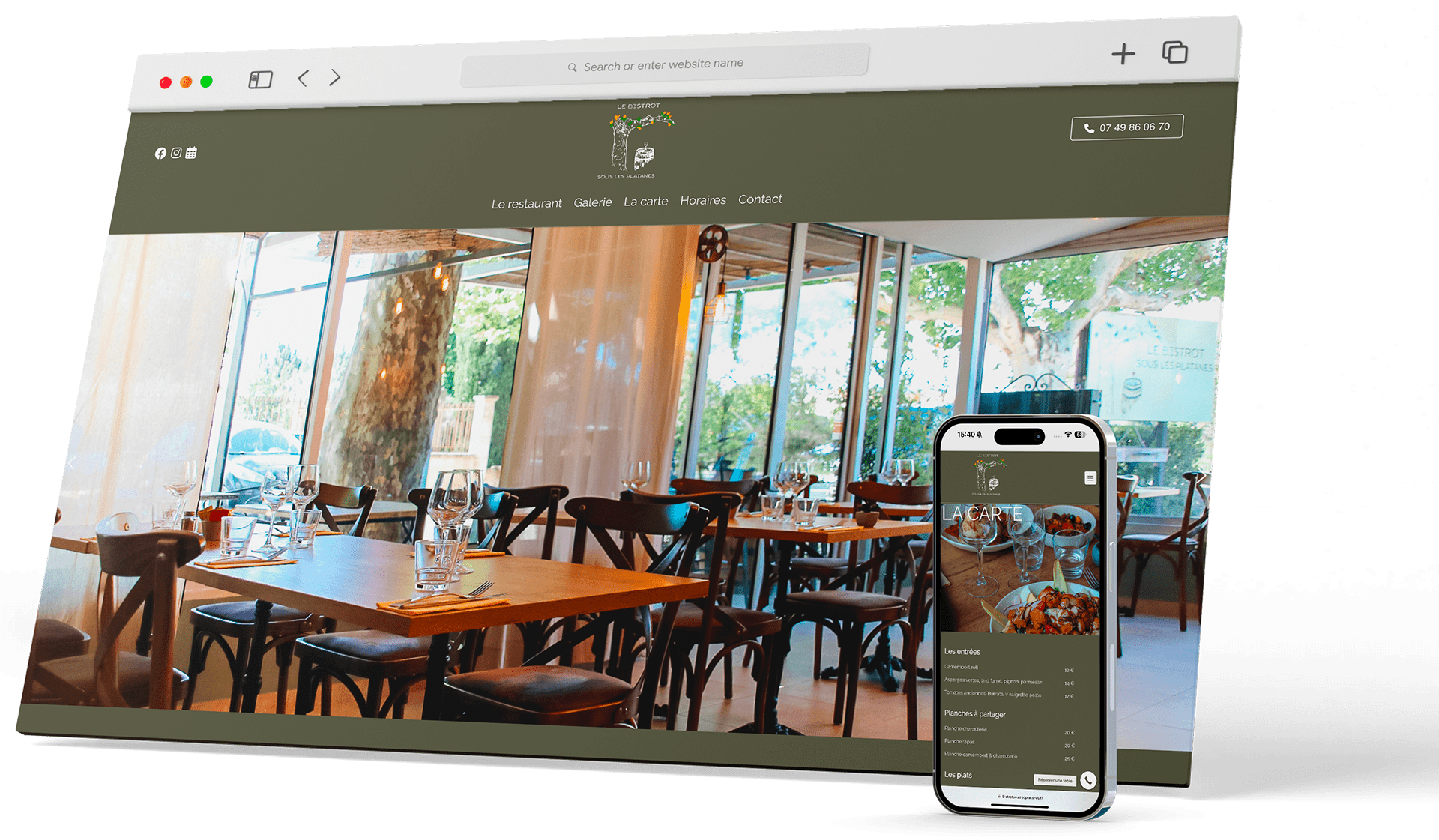 Bistrot sous les platanes - Site vitrine par l'Agence By Lomé